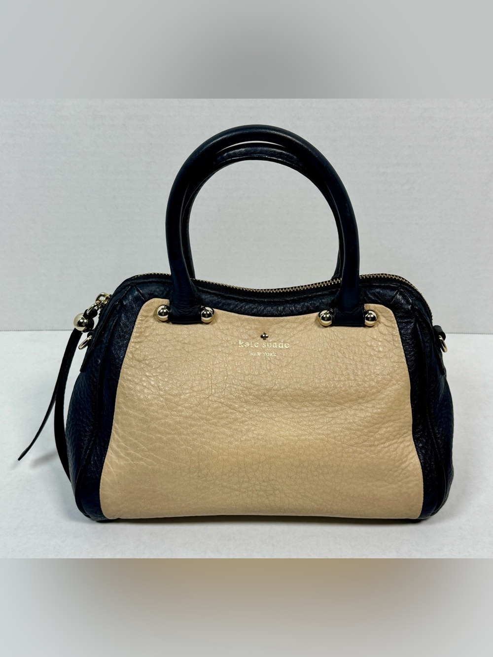 Kate Spade New York Two Tone Pebbled Leather Satchel Crossbody Bag